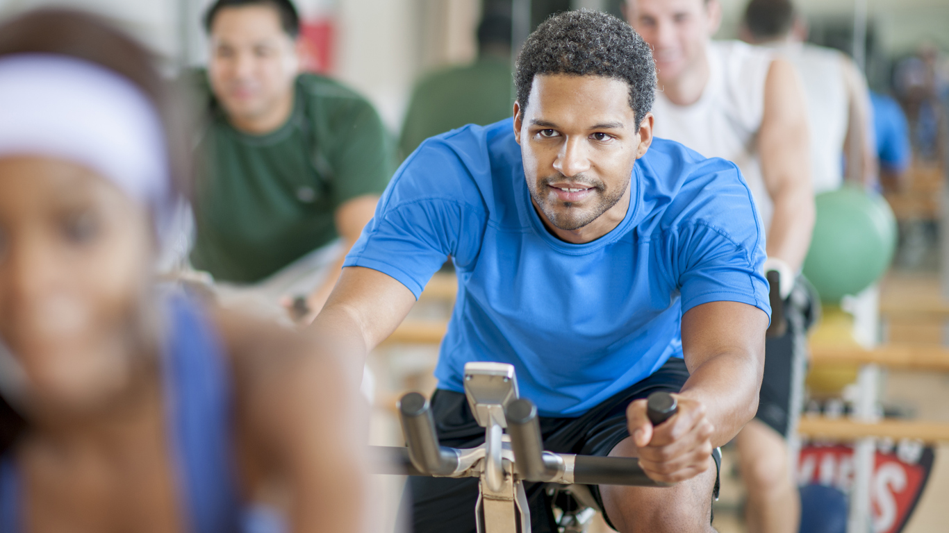 image of stationary cyclist working out